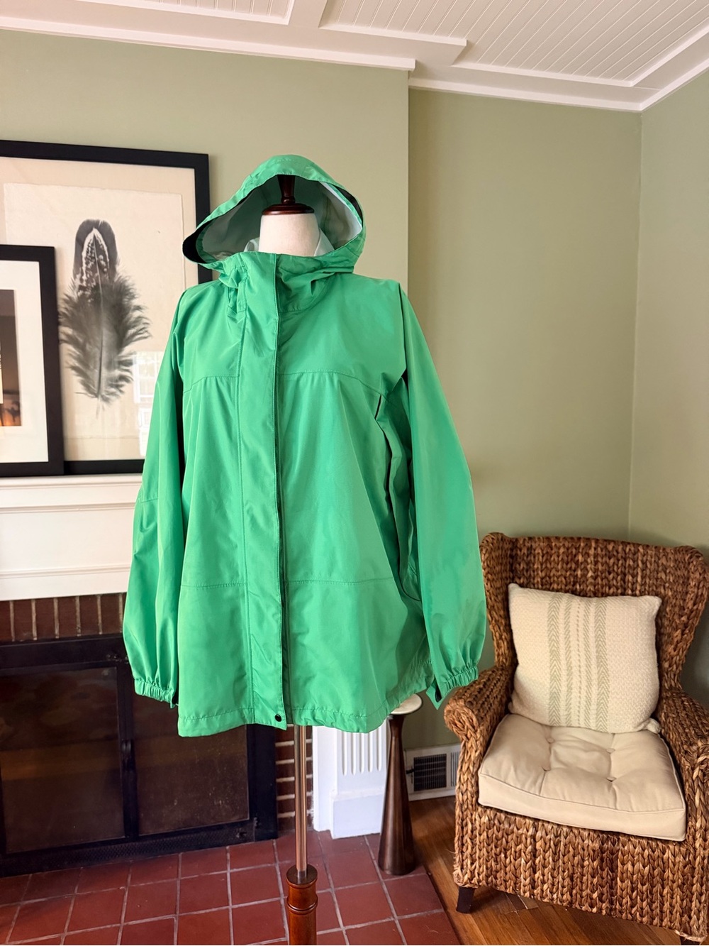 L.L.Bean Trail Model Waterproof Packable Raincoat - Clover Green - Size 3X